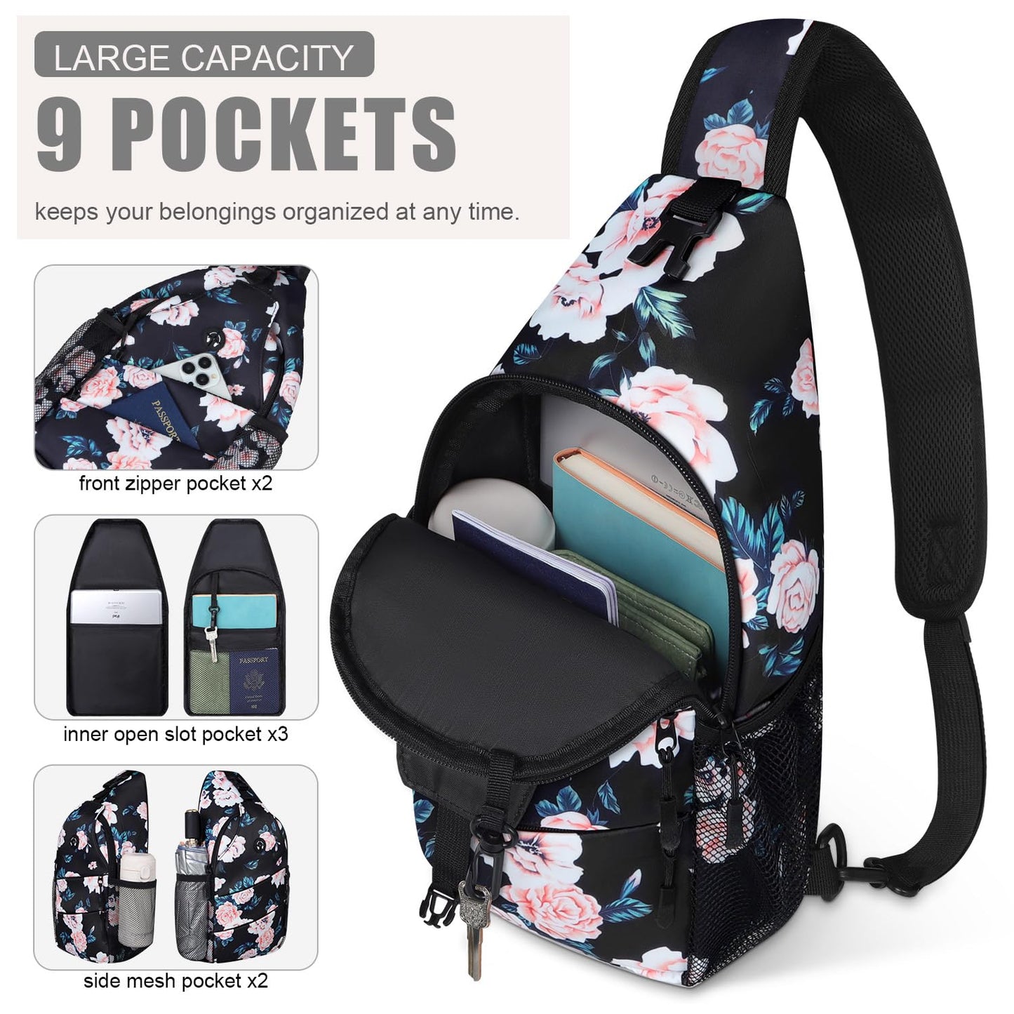 Crossbody Bags for Women Men Trendy Sling Bag Bakpack Casual Chest Bag with Convertible Shoulder Strap