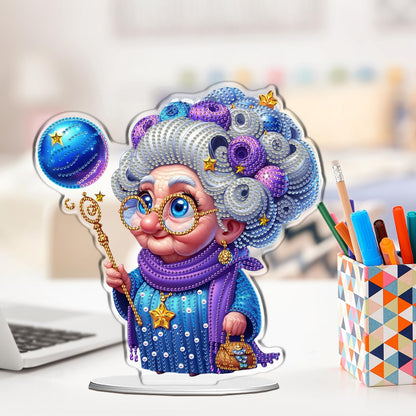 C'eitura DIY Diamond Painting Desktop Ornament - Double Sided Crystal Art Rhinestone Tabletop Decor, Magic Grandma Series Crafts Kit for Adults & Beginners, Home Office Table Decoration Gift, Acrylic