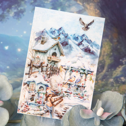 Miyouluna 60PCS Birdhouse PET Stickers, Nature Bird Nest Scrapbook Stickers for Journaling, DIY Crafts and Planner Decoration, Transparent Waterproof Junk Journal Supplies