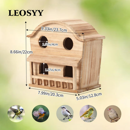 Bird Houses for Outside, 4 Hole Wooden Birdhouse for Outdoor Large Hanging Bird House Backyard Birding & Wildlife Humming Bird Houses (Four Hole)