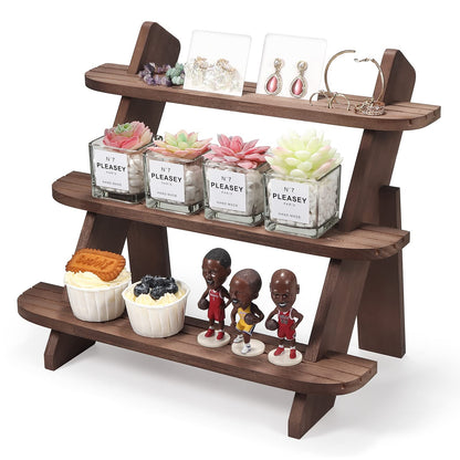 WHEARTED Wooden Display Stand, Tiered Cupcake Stand, 3 Tier Display Stand Riser, Rustic Risers Dessert Table Display Shelf Spice Rack Organizer Holder, Cologne Stand Perfume Organizer Stand