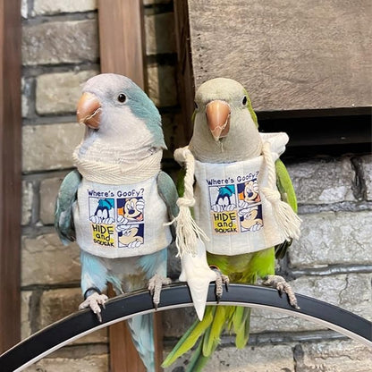 Bird Hoodie, Flight Suit for Parrots, Large, White with Hat, Polyester-Cotton, All Life Stages, Bird Apparel