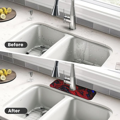 Red marble Kitchen sink faucet pad, strong water absorption, anti slip