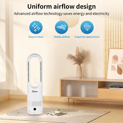 Hiluce All Season Bladeless Fan, 1400W Space Heater & 40W Tower Fan Combo with Remote,25dB Quiet Heater Fan Combo,90° Oscillation,8 Speeds, 9H Timer,Fast Safety Heat for Bedroom, Kitchen, Office 22"