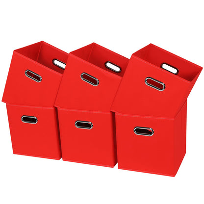 Yunkeeper Black Fabric Cubby Storage Bins,13x13x13 Inches ,Cube Organizer Bin Foldable Storage Boxes with Dual Handles Fabric Organizer Box and collapsible Storage basket,Set of 6 ,Red
