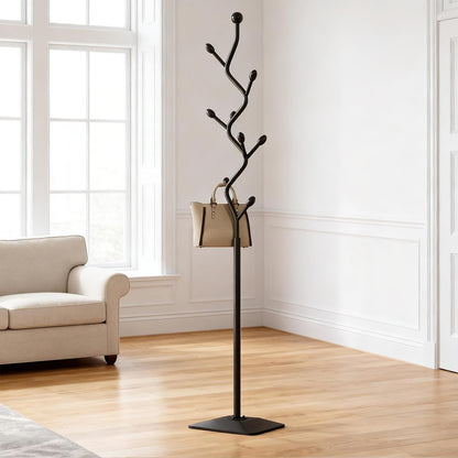 ZEYEXE Tree-shaped coat rack,Coat Tree Freestanding with 8 Hooks and Sturdy Metal Base for Coat Hats Purses,Coat Stand for Entryway,Bedroom