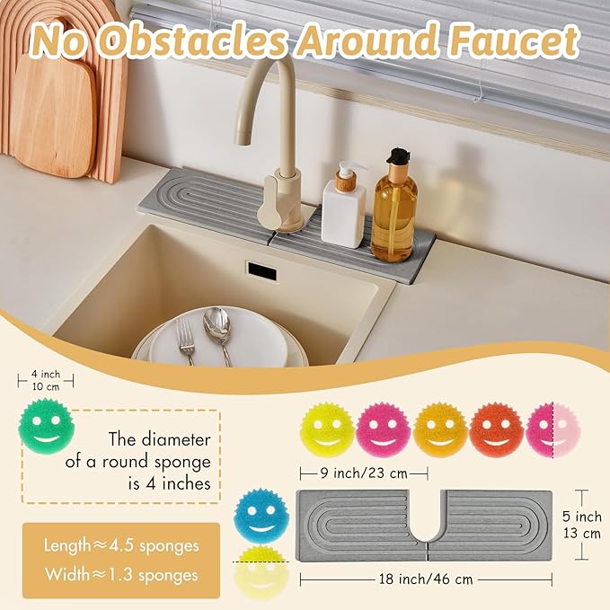 Stone Faucet Mat For Kitchen Sink, Super Absorbent, Sink Stone Quick Dry Around