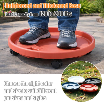 5-pack 11.8" Large Plant Caddy with Wheels Plastic Plant Dolly with Caster Flower Pot Mover Rollers Wheeled Rolling Plant Stands Round Plant Saucer Indoor Outdoor Base Coasters,Terracotta red