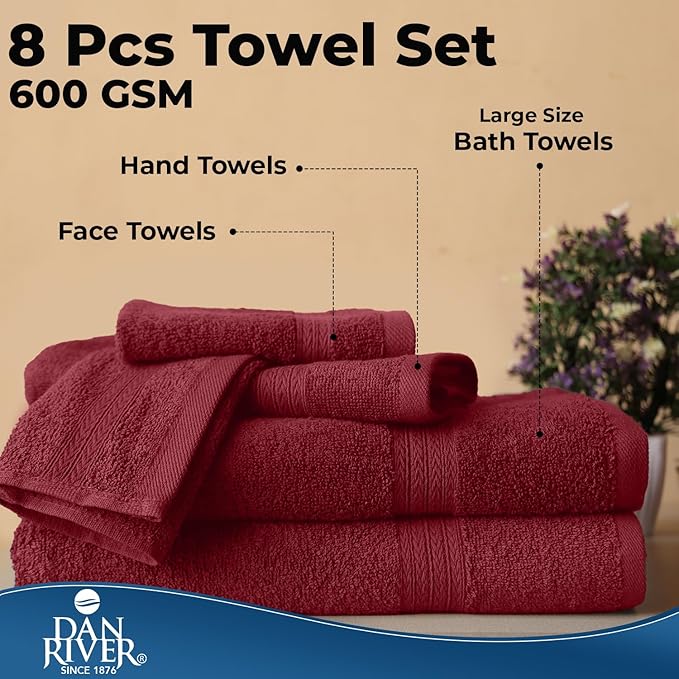 DAN RIVER 8 PC Luxury Bath Towels