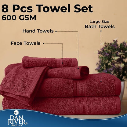 DAN RIVER 8 PC Luxury Bath Towels