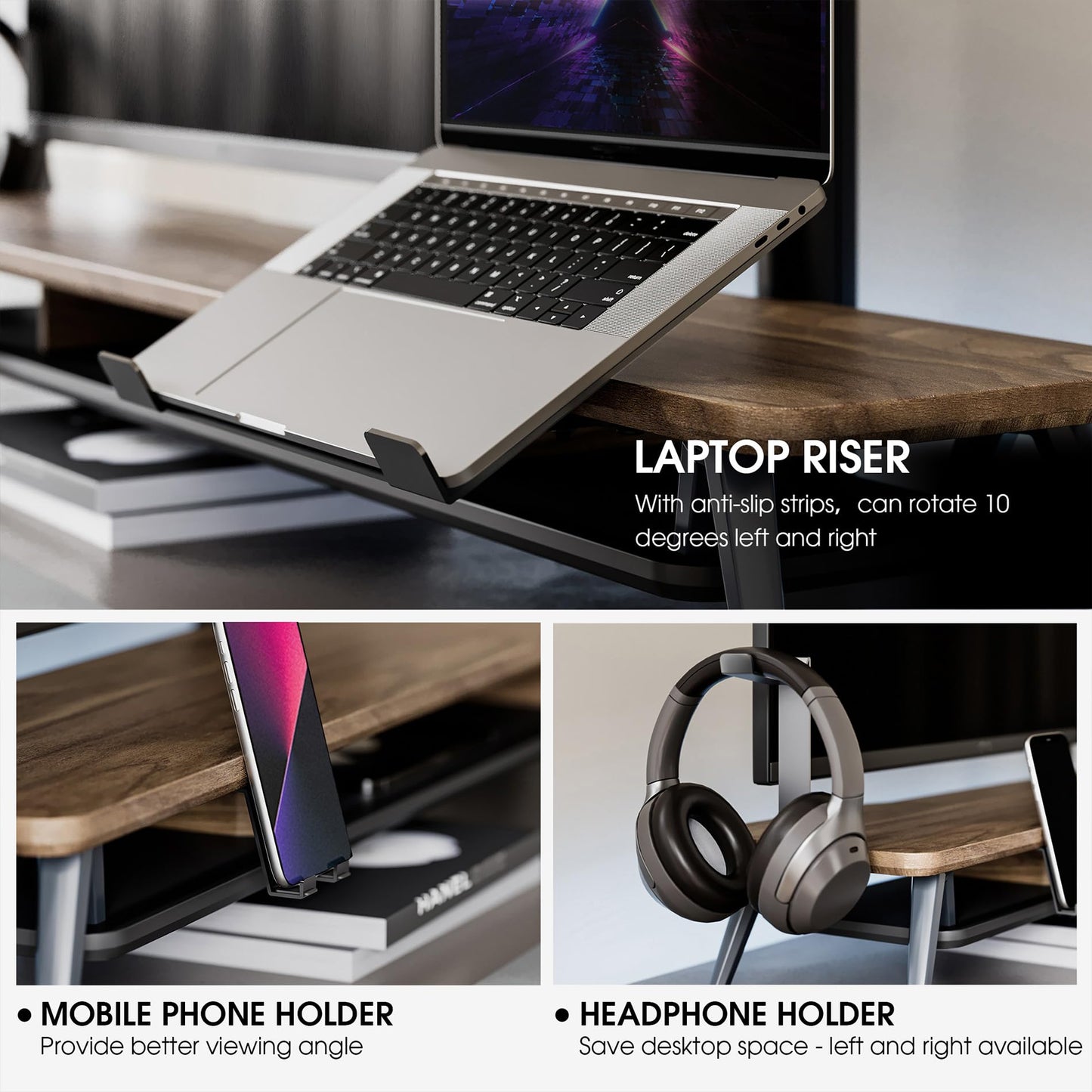 Fenge Modular Monitor Stand Riser Desk Shelf, Water Resistant Dek Pad Mat