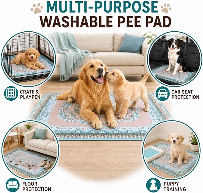 Aitmexcn Washable Pee Pads for Dogs, 72"x72" 2 Pack Reusable Puppy Pads Pet Training Pads, Super Absorbent, 100% Waterproof Dog Pee Pads, Whelping, Housebreaking, Incontinence, for Playpen