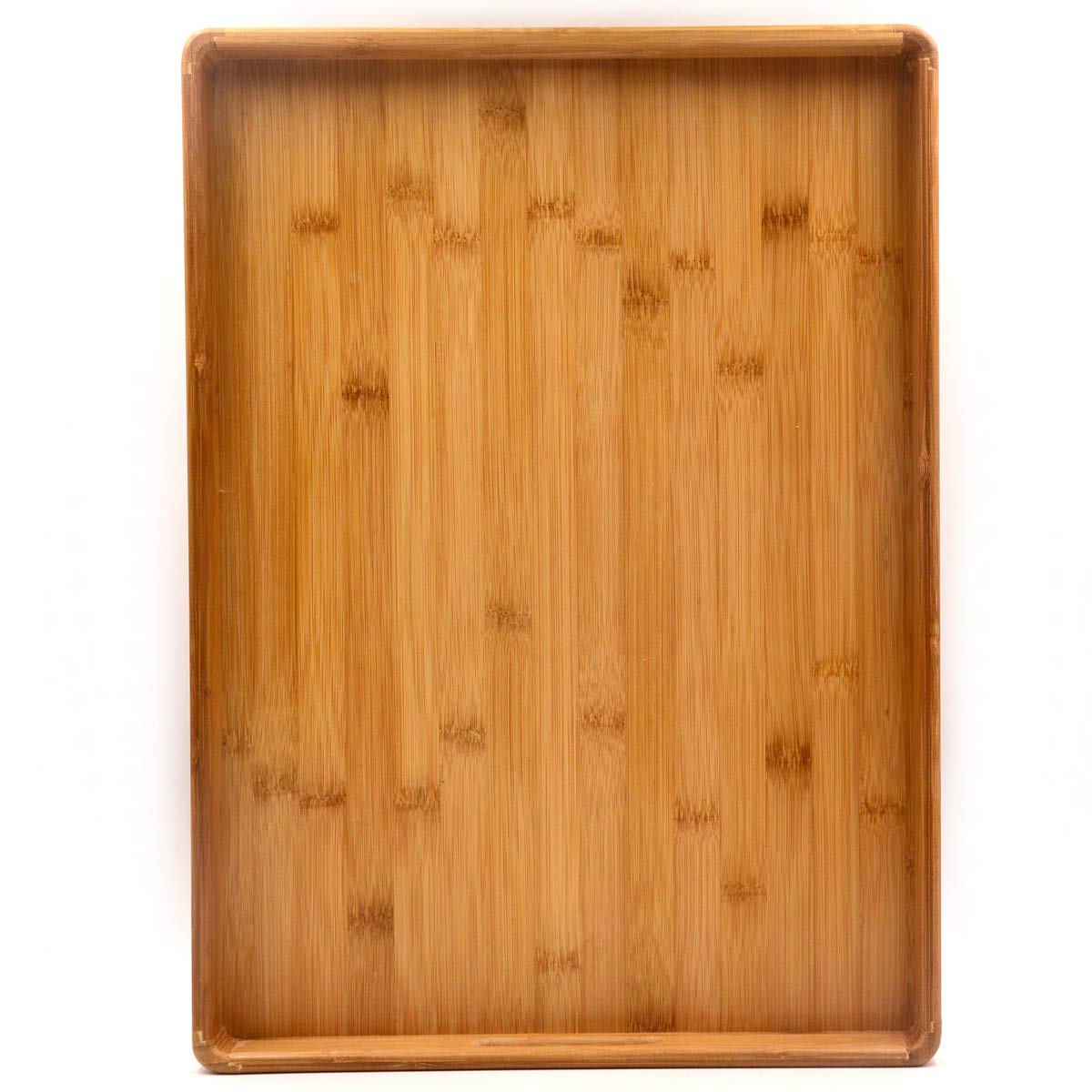 Bamber Large Bamboo Serving Tray Decorative Coffee Tea Platter 18 x 13 x 1.2 Inches