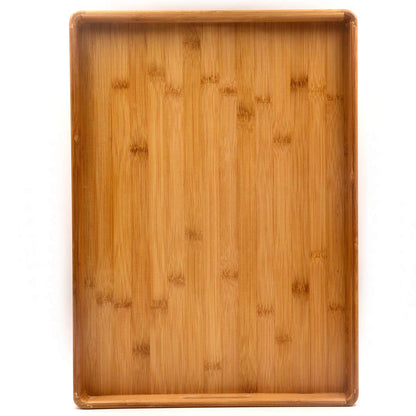 Bamber Large Bamboo Serving Tray Decorative Coffee Tea Platter 18 x 13 x 1.2 Inches