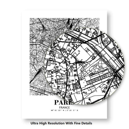 Eleville 8X10 Unframed Paris France City View Abstract Road Modern Map Art Print Poster Wall Office Home Decor Minimalist Line Art Hometown Housewarming wgn442