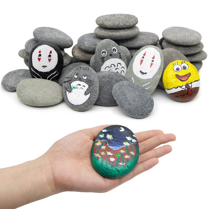 Markdang 40 Pcs Large Rocks for Painting 25pcs 2-3” & 15pcs 3-4” River Rocks for Painting Natural Flat & Smooth Rocks for Painting for Kids & Adult Craft Gift