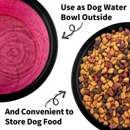 Collapsible Dog Bowls-2 Pack Large Size for Large/Medium Dogs, Pet Travel Water Bowl, Dogs Cat Portable Water Bowl, Dog Pet Feeding Watering Dish Outdoor Hiking Parking Traveling with 2 Carabiners