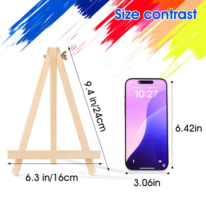 12 Pack 9 Inch Wood Easels, Easel Stand for Painting Canvases, Art, and Crafts, Tripod, Painting Party Easel, Kids Student Tabletop Easels for Painting, Portable Canvas Photo Picture Sign Holder