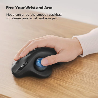 Nulea M501 Wireless Trackball Mouse, Rechargeable Ergonomic, Easy Thumb Control, Precise & Smooth Tracking, 3 Device Connection (Bluetooth or USB Receiver), Compatible for PC, Laptop, Mac, Windows.