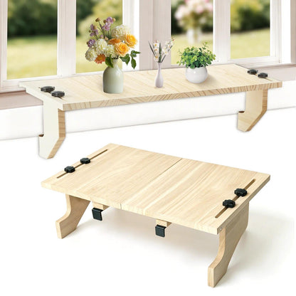 oyhqes Windowsill Plant Shelf Stands for Indoor Plants, 21.65 x 11.81 x 6.3 Inches, Floating Wooden Shelf with Brackets, No Drilling Required, Perfect for Cat Perch & Planters