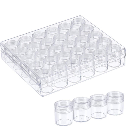 Blulu 30 Grids Bead Organizer Bead Containers Diamond Art Painting Storage with Lid Clear Plastic Small Storage Jars Diamond Painting Accessory Box for DIY Craft Jewelry Seeds(1.15 x 1 Inch)