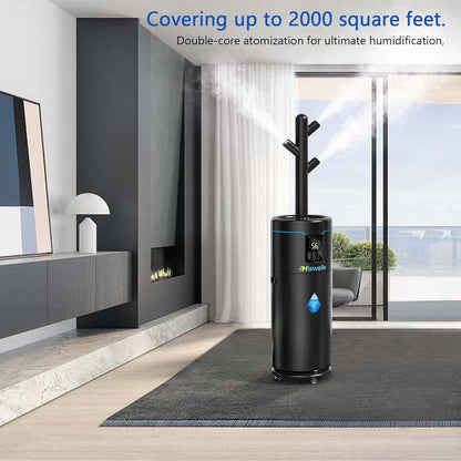 Hiswelle Large Humidifiers for Bedroom, 4.5 Gal Cool Mist Humidifier for Large Room Whole House with Remote Control, 800mL/h Output, 48H Runtime, Auto Humidistat, Wheels, Timer, Essential Oil Tray