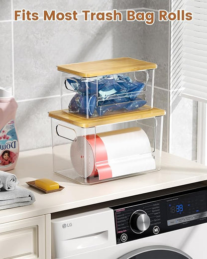 Trash Bag Dispenser 2 Pack, Stackable Trash Bag Holder