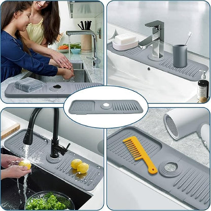 Silicone Sink Splash Guard for Kitchen & Bathroom, 17.7 inch Faucet Mat