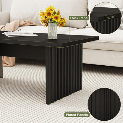BON AUGURE Modern Coffee Tables for Living Room and Entryway Bench with Shoes Storage for Entry,Wooden Furniture Set for Home, Office (Black Oak)