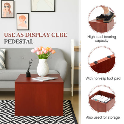 RattanView Wooden Cube Display Pedestal Stand, 15 x 15 x 12 Inch Sculpture Pedestal Stand, Display Riser Column Pillar Easy Assembly Required for Gallery Store Home Wedding Party Event Decor