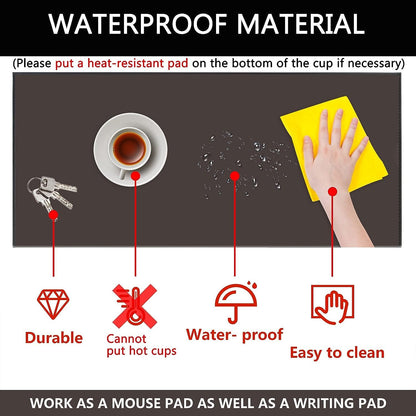AKOZLIN 27.55”x 15.8" Soft PU Leather Surface Office Desk Mouse Mat Anti-Push Pad with Full Grip Fixation Lip Table Blotter Edge-Locked Protector