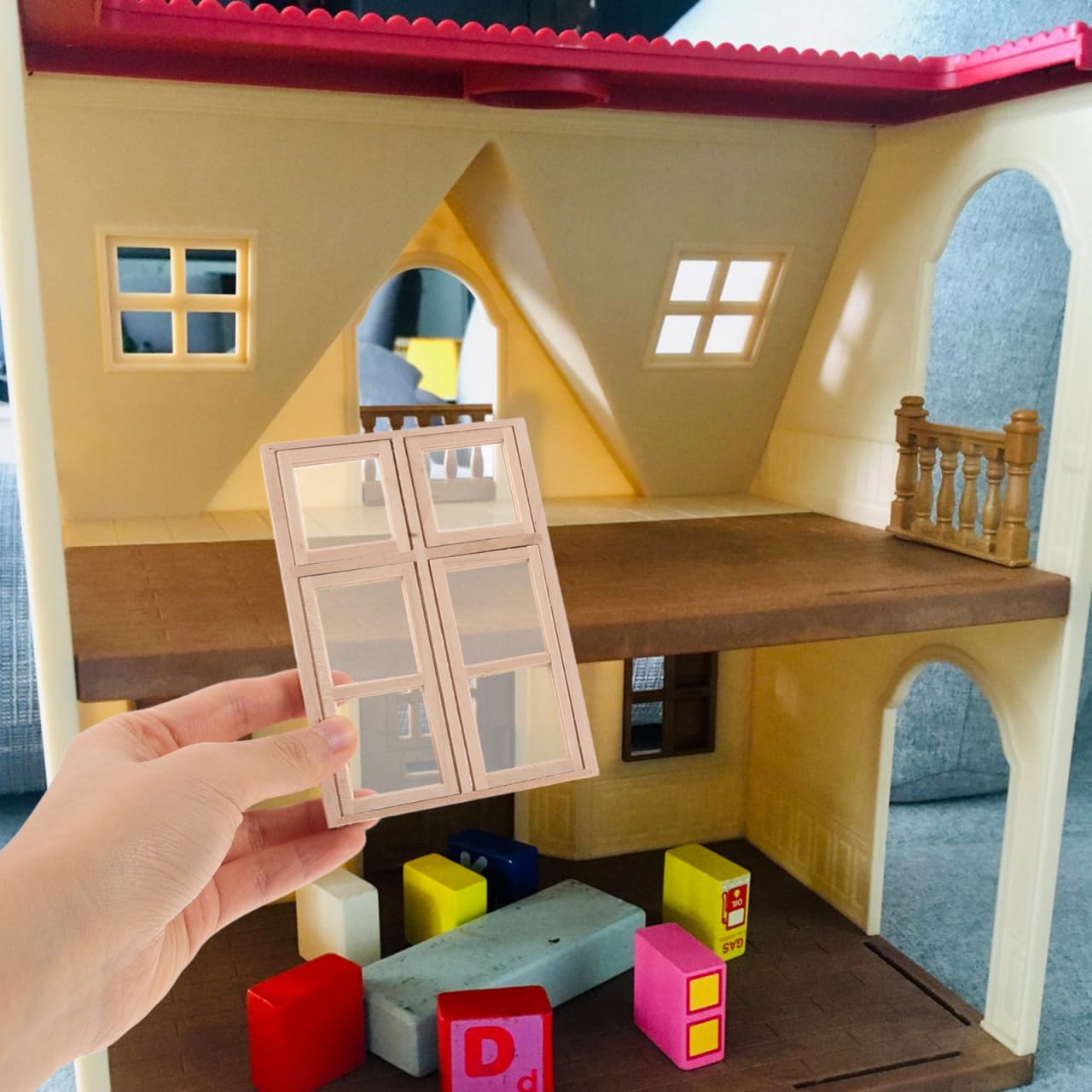 Totority Dollhouse Doors and Windows Model 1 12 Scale Miniature Wooden Frame Door Window Accessory for DIY Craft Scenes Doll House Furniture Home Decoration Mini House Building