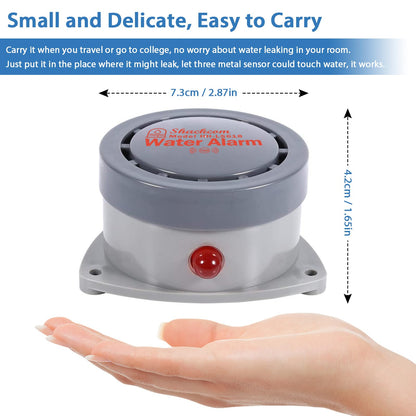 Water Leak Detector 2 Pack, Shackcom Water Alarm 110DB, Wireless, Waterproof & Battery-Operated, Audio and Light Alerts for Bathroom, Kitchen & Home Security ( Battery Not Included )