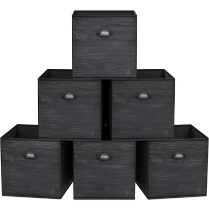homyfort Faux Wood Grain Cube Storage Organizer Bins, 12x12 Inch Storage Cubes, Closet Cloth Baskets Box for Shelves, Set of 6