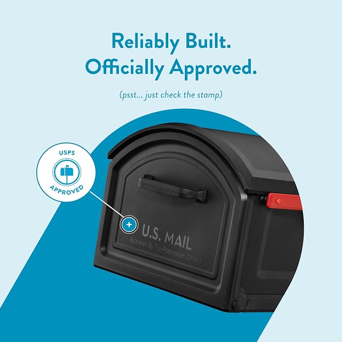 Architectural Mailboxes BILT CRE8 Post Mount Mailbox, Black, Extra Large | Durable plastic build with weather-resistant outdoor construction with a magnetic door closure. USPS approved.