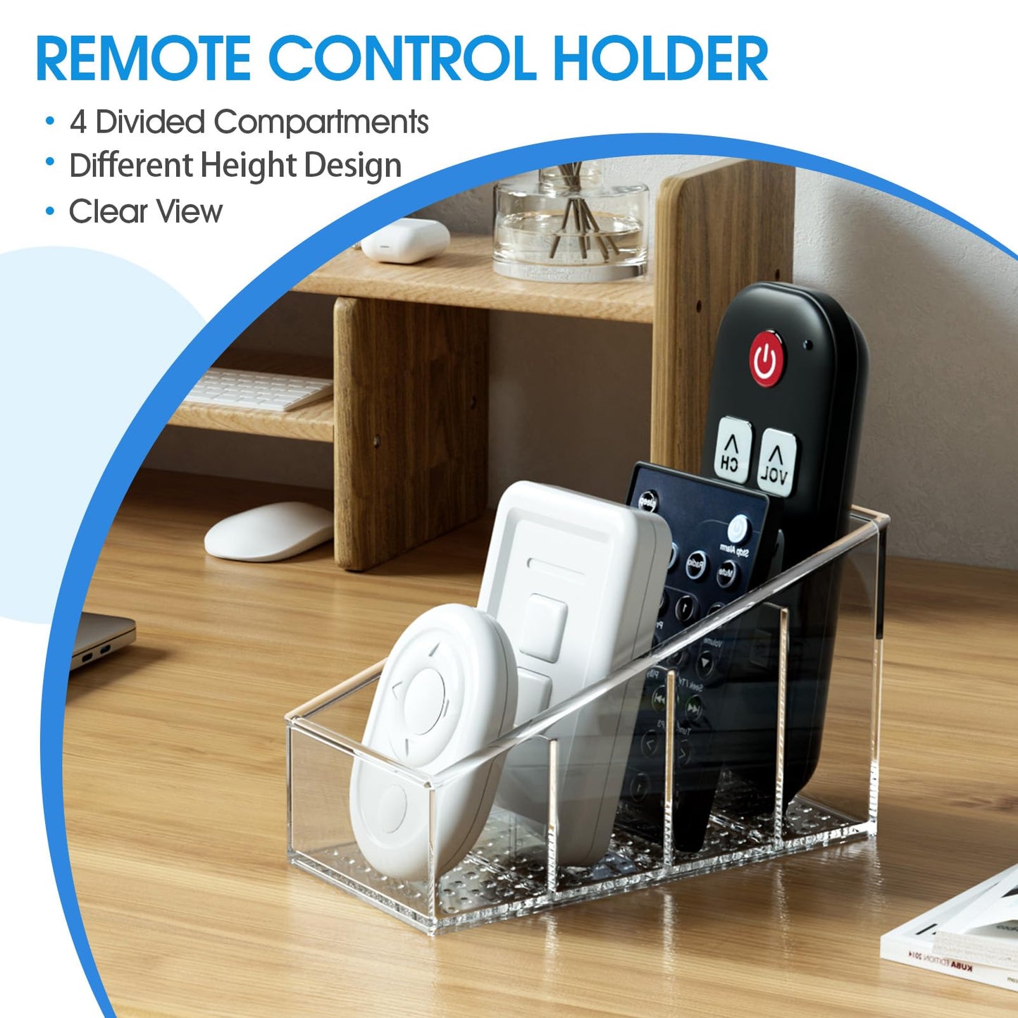 MaxGear Remote Control Holder Clear TV Remote control Storage Organizer Small Plastic Caddy for Home, 1 Pack