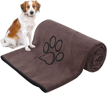 KinHwa Dog Towel Super Absorbent Pet Bath Towel Microfiber Dog Drying Towel for Small, Medium, Large Dogs and Cats 30inch x 50inch Brown