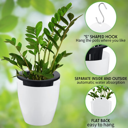 Dandat 20 Pack 4.3 Inch Wall Planter Self Watering Plastic Wall Pot Self Watering Planters Wall Mounted Herb Planter Indoor Flower Pots with Absorbent Cotton Ropes and Hooks for Garden Herbs Plants