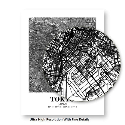 Eleville 8X10 Unframed Tokyo Japan City View Abstract Road Modern Map Art Print Poster Wall Office Home Decor Minimalist Line Art Hometown Housewarming wgn517