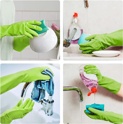 Disfore Rubber-Gloves Dishwashing Gloves for Cleaning-Kitchen - 2 Pairs Long Household Cleaning Gloves for Washing Dishes