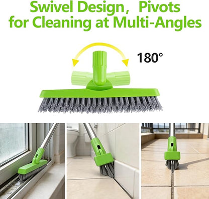 ITTAHO 2 Pack Grout Brush with Long Handle, Swivel Cleaning Grout Line Scrubber