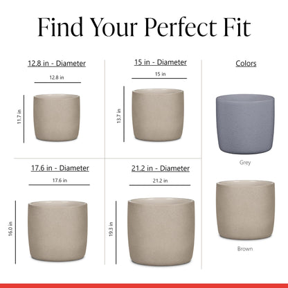SCHEURICH Set of 2 Solido Dark Stone Ceramic Pots – 5.9" Barrel-Shaped Indoor Planters – Durable&UV-Resistant - for Houseplants, Herbs & Greenery – Modern Decorative Design – Made in Germany – 0.5 gl