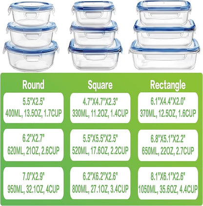 HOMBERKING Glass Food Storage Containers