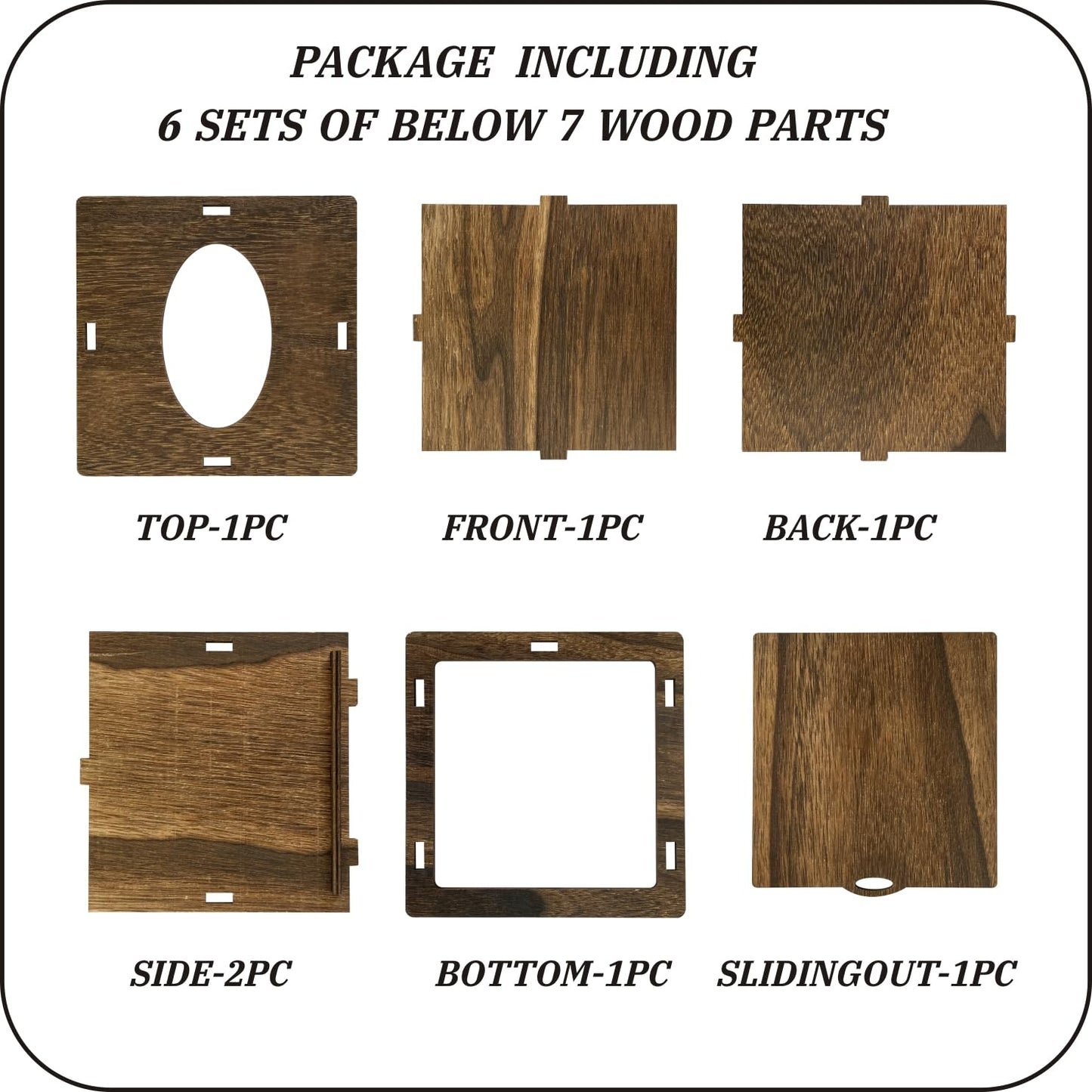 6 Pack Square Tissue Box Cover (6 x 6 x 6 inches) Rustic Wood Tissue Box Holder with Slidingout Bottom Wooden Tissue Box Cover Cube for Tabletop Stands Bathroom Bedroom Dinner Table