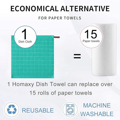 Homaxy 100% Cotton Terry Kitchen Dish Cloths, Ultra Soft and Absorbent Dish
