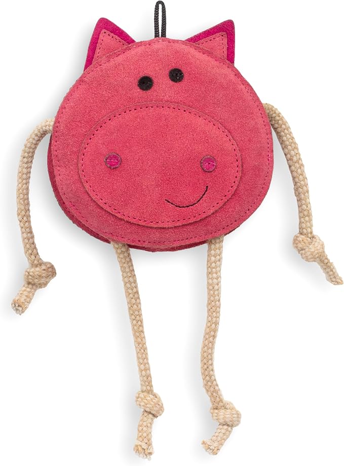 Fuzzl Eco Leather Pickles Pig Natural and Tough Dog Toys - Long Lasting Chew Toys for Aggressive Chewers - Strong Dog Toy for Dogs and Puppy