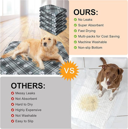 BEAUTYZOO Washable Pee Pads for Dogs, 4 Pack Reusable Puppy Pads, Super Absorbent Dog Pee Pads for Pet Training, Housebreaking and Incontinence, Non-Slip Potty Pads for Floor, Crate, Couch, 36" x 41"