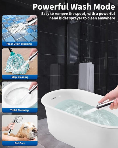 Filtered Shower Head for Hard Water with Stop, High Pressure 4-Mode Shower Heads Built-in Power Spray to Clean Corner, Tub & Pets, Water Softener Handheld Shower to Remove Chlorine & Fluoride