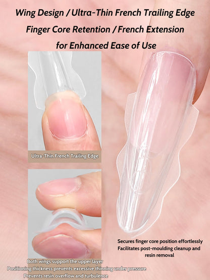 Klimonla Sandwich Dual Nail Forms Professional Sandwich Dual Forms-240Pcs Long Stiletto Nail Mold for Fast Extension,15 Sizes Reusable Salon Manicure Tools (240pcs F50s)