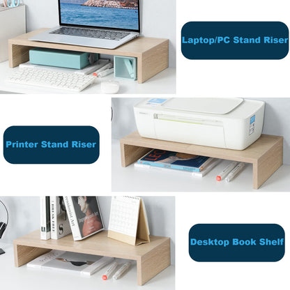 TEAMIX 20 inch + 14.2 inch Maple Monitor Stand Riser, Wood Monitor Stand for Desk TV/Screen/PC/Printer/Laptop Riser, Computer Stand with Keyboard Organizer, Desktop Shelf, Monitor Riser .